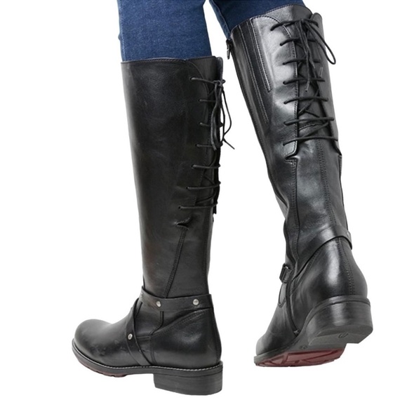 Wokly Belmont Black Leather Lace Up Tough Boots - Picture 2 of 16